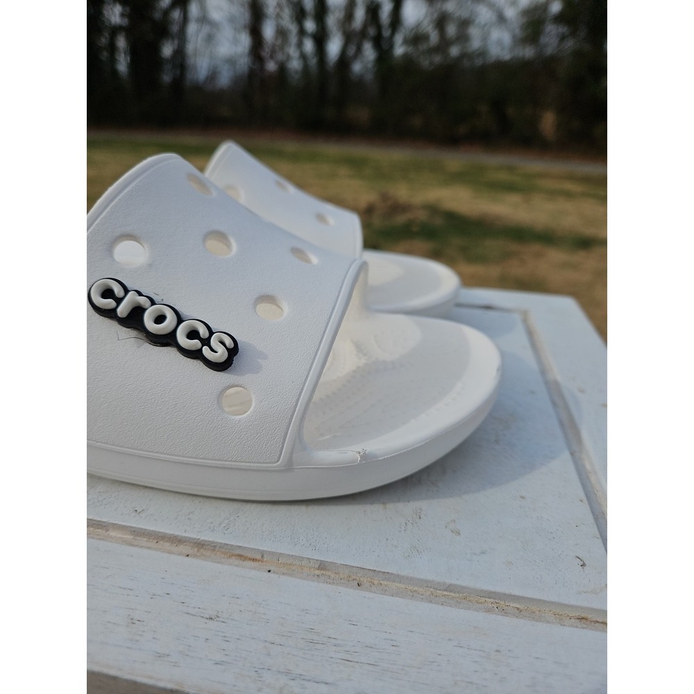 Crocs Unisex Classic One-Strap‎ Slide Sandals, White, Womens 10 Mens 8 - Picture 6 of 10